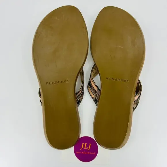 Burberry Women's Aldermary Haymarket Check Flip Flop Sandals Size 39 EU / 9 US - Picture 13 of 15